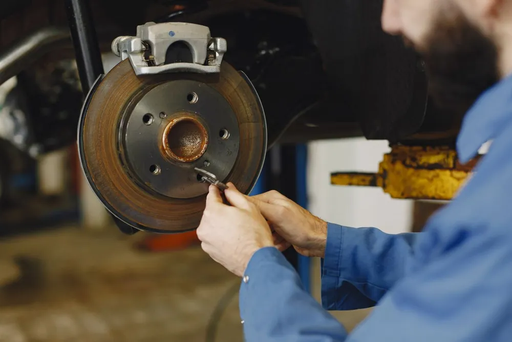 Illustrative stock photograph of brake repair work